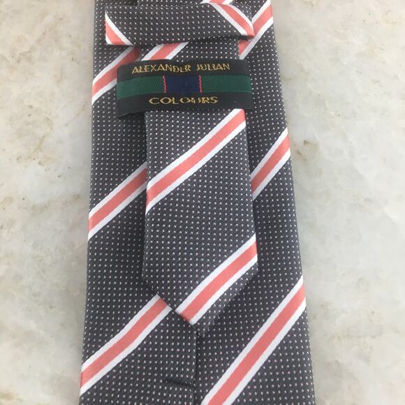 ALEXDANDER JULIAN COLOURS REGIMENT STRIPE NECKTIE - Picture 8 of 15